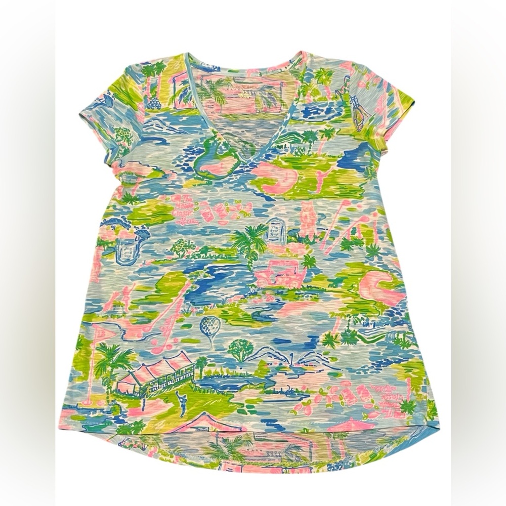 Lilly Pulitzer Honda Classic PGA Golf Etta V Neck Tee Shirt Top Size XS - Picture 3 of 16